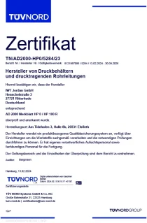 TÜV Zertifikat AD2000-HP5284